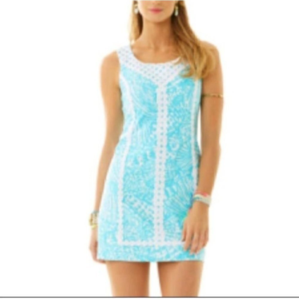 Lilly Pulitzer MacFarlane Shift Dress Aqua Blue Size 0